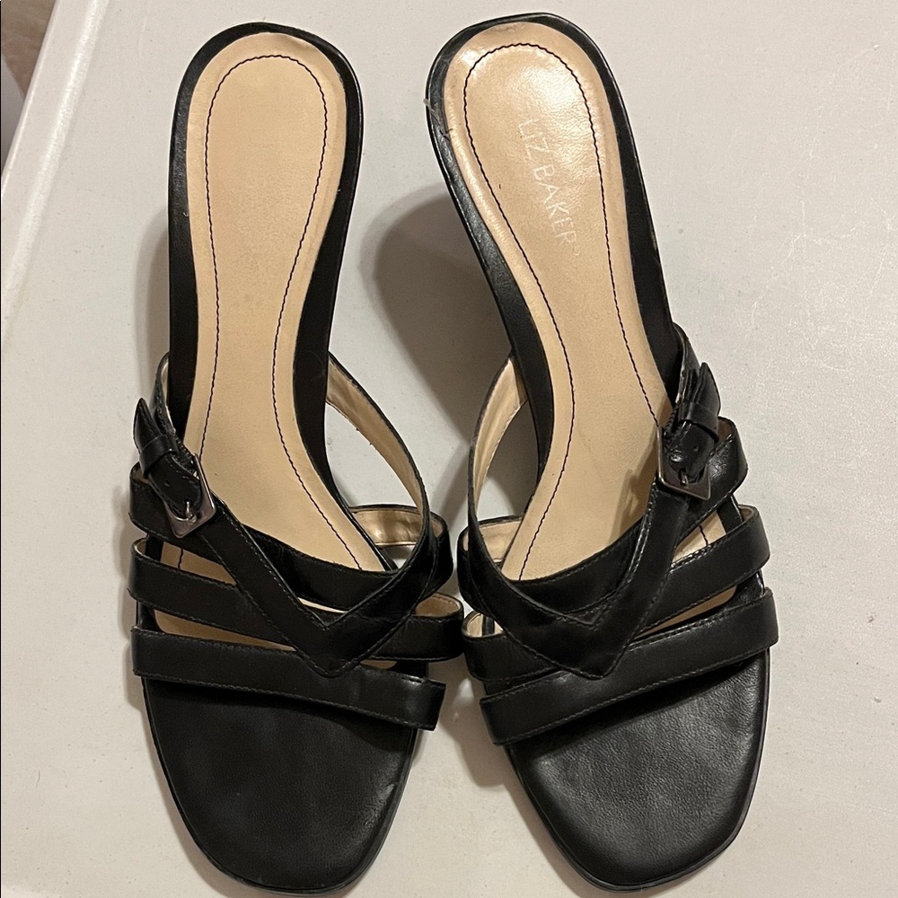 Liz Baker Black Strappy Women's Mules